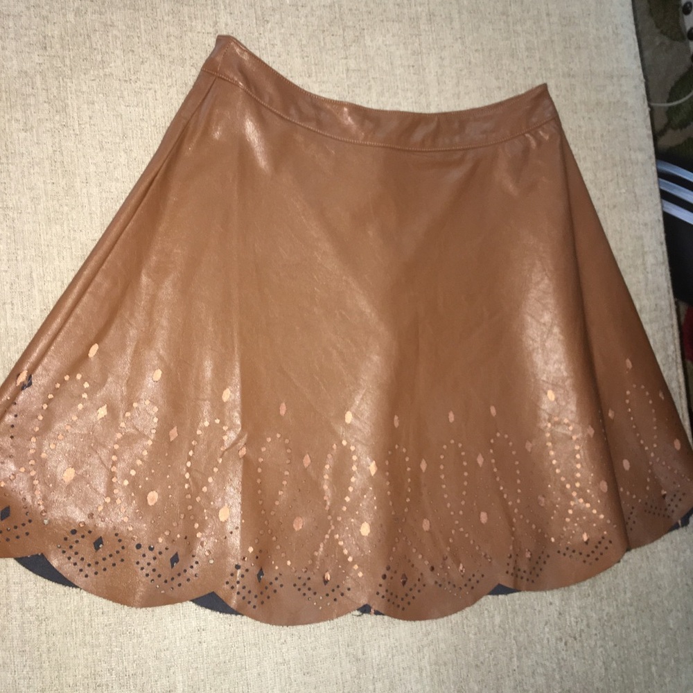 Forever 21 leather scalloped perforated  skirt